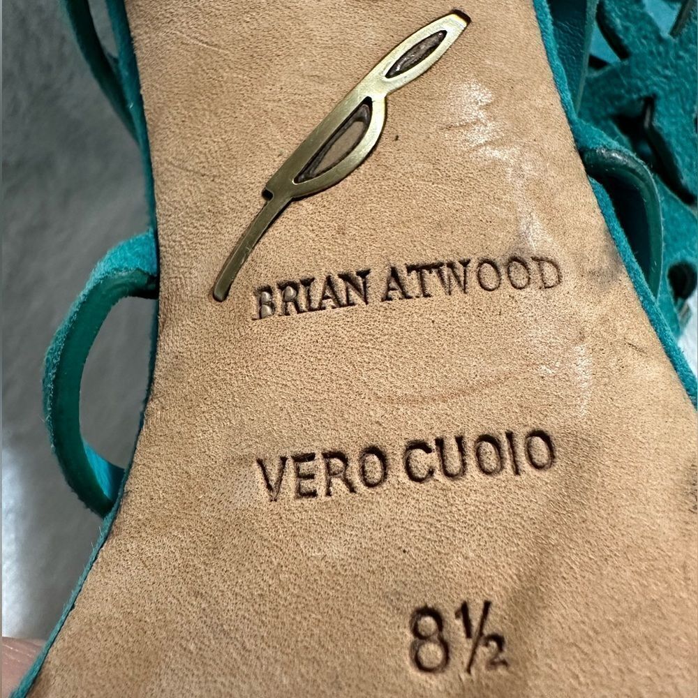 Brian Atwood Turquoise Laser-Cut Suede Stiletto Heels – Pure Elegance & Luxury - Picture 13 of 17
